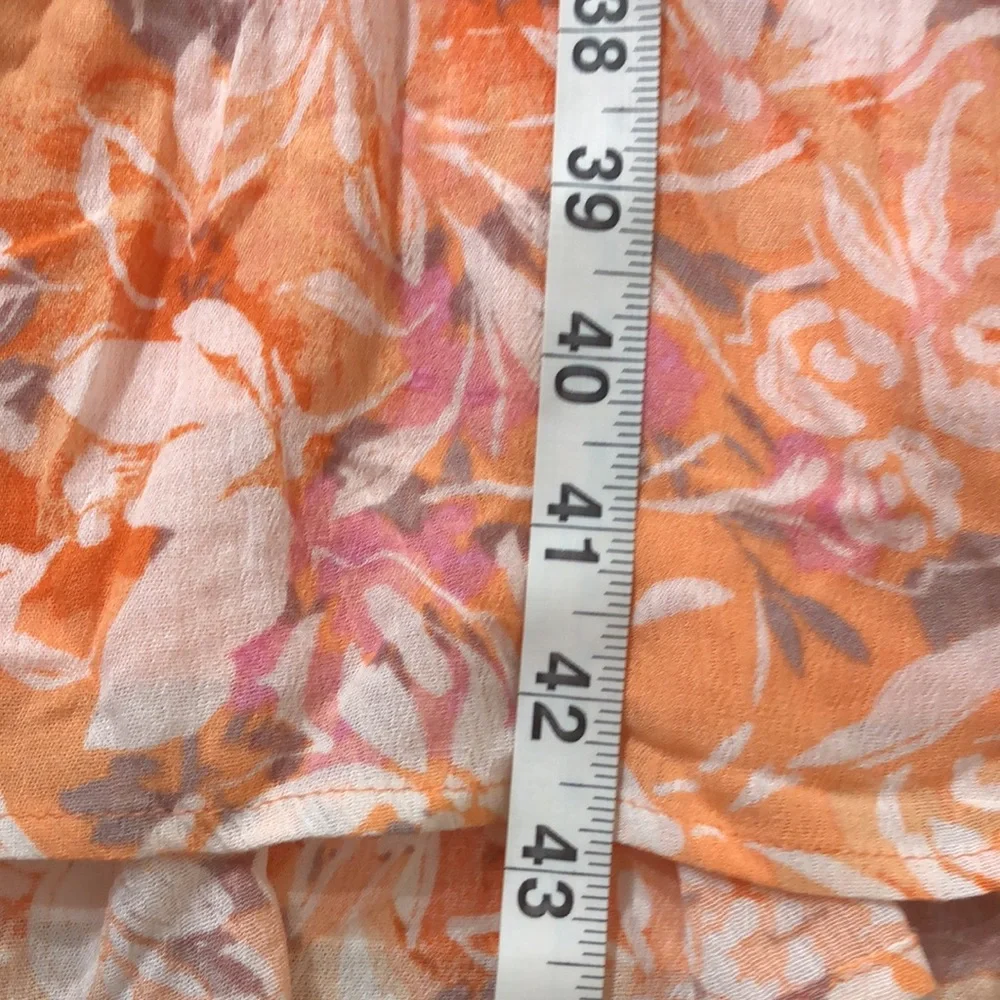 3X low cut lace up coral white floral print maxi dress crochet cut out details - Picture 11 of 14